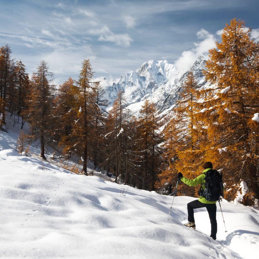 hiking in the winter landscape