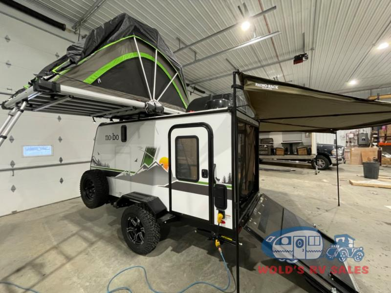 No Bo travel trailer ramp door and bed tent